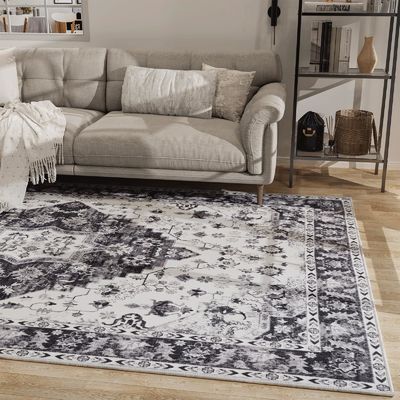Cushioned Vintage Area Rug for Home Floor Non Slip and Washable Living Room Carpet