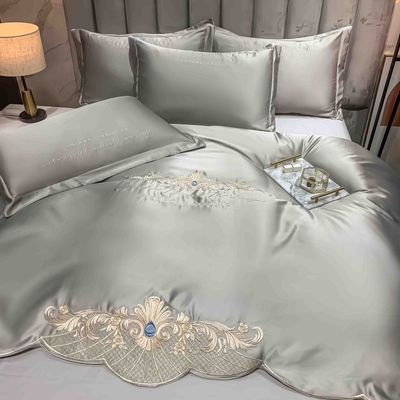 125gsm Washed Silk Embroidery 4pcs Bedding Sets King Size European Style Collections