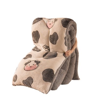 Customized Logo Bedspread Quilt Velvet Embroidery Warm Thick Quilt Winter Quilt Plush Ready