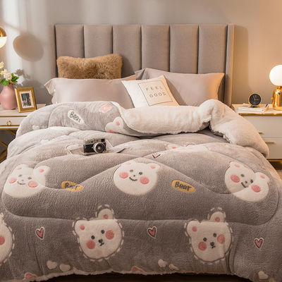 Customized Logo Bedspread Quilt Velvet Embroidery Warm Thick Quilt Winter Quilt Plush Ready