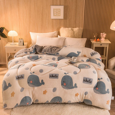 Customized Logo Bedspread Quilt Velvet Embroidery Warm Thick Quilt Winter Quilt Plush Ready