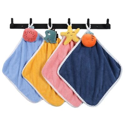 25*25cm Multi Color Coral Velvet Hand Wipes for Soft Absorbent Kitchen Hanging Towel