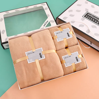 Home and Hotel Coral Fleece Bath Towel Set with Highly Absorbent Microfiber Material