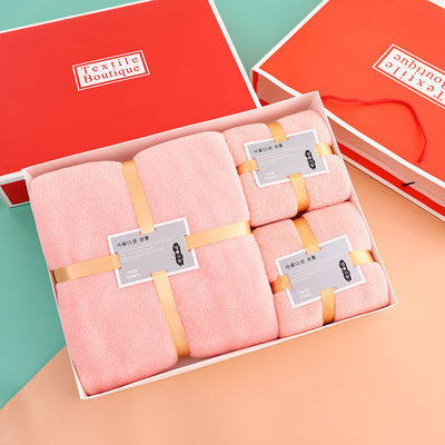 Customized Bedding Set Designs Thick Coral Fleece Soft Absorbent Face Towel Bath Set
