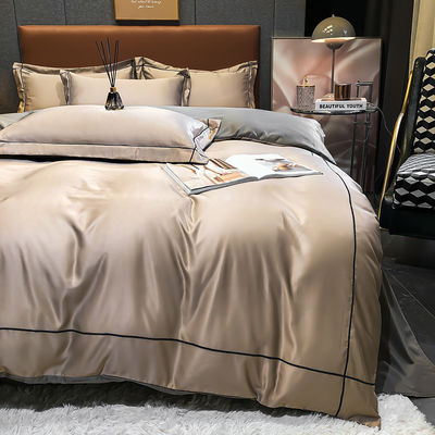 Custom Solid Color Washing Silk Quilt Cover Full Size Duvet Cover Bed Sheet Set with 1