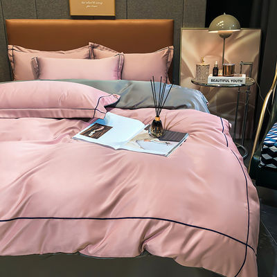 Custom Solid Color Washing Silk Quilt Cover Full Size Duvet Cover Bed Sheet Set with 1