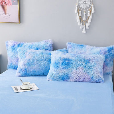 Blue Tie Dye Gradient Luxury Shaggy Duvet Bedding Set with 133x72 Fabric Density