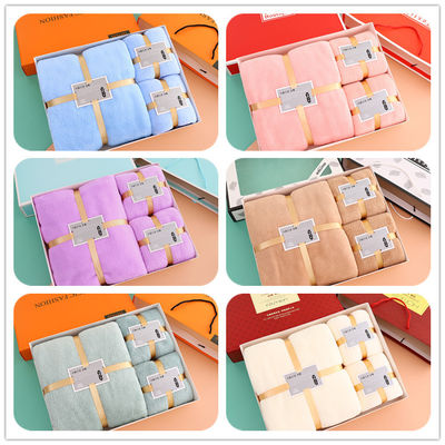 All Ages Bath Towel Set with 140*70cm Size and Custom Face Towel in Soft Coral Fleece