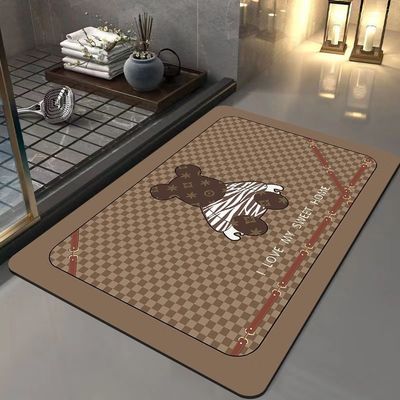 Customized Color Non Slip Bathroom Mat Rug Super Absorbent Stain Resistant PVC Bathmat