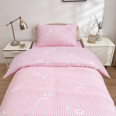 Customized Hospital Medical Fitted Bedding Set Solid Striped 100% Cotton Fabric 3 Piece