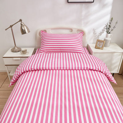 Customized Hospital Medical Fitted Bedding Set Solid Striped 100% Cotton Fabric 3 Piece