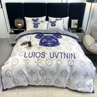 50 Fabric Count Brushed Cotton 4-In-1 Bedding Set White King Size Duvet Cover Bed Sheet