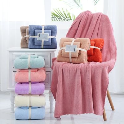 Everyone Age Group Customized Logo Coral Fleece Towel Set 2 Piece Microfiber Towel