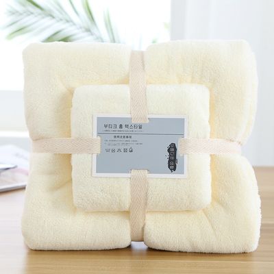 Everyone Age Group Customized Logo Coral Fleece Towel Set 2 Piece Microfiber Towel