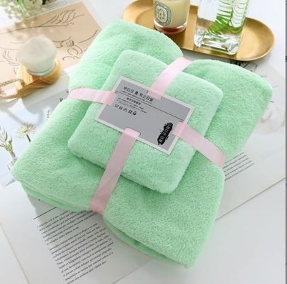 Everyone Age Group Customized Logo Coral Fleece Towel Set 2 Piece Microfiber Towel