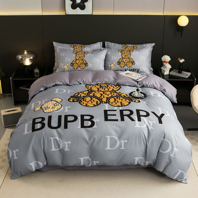 50 Fabric Count Brushed Cotton 4-In-1 Bedding Set White King Size Duvet Cover Bed Sheet