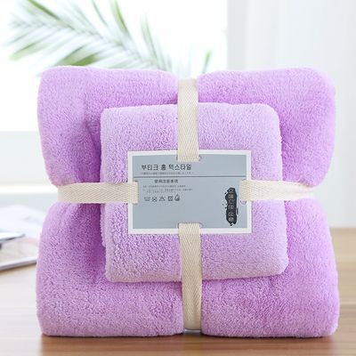 Everyone Age Group Customized Logo Coral Fleece Towel Set 2 Piece Microfiber Towel