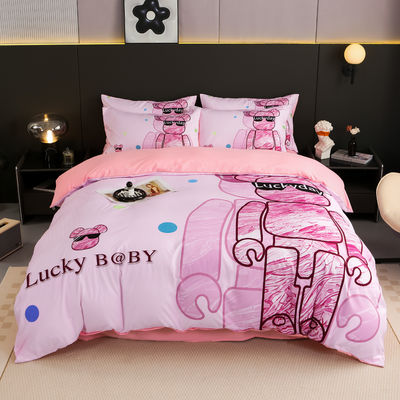 50 Fabric Count Brushed Cotton 4-In-1 Bedding Set White King Size Duvet Cover Bed Sheet