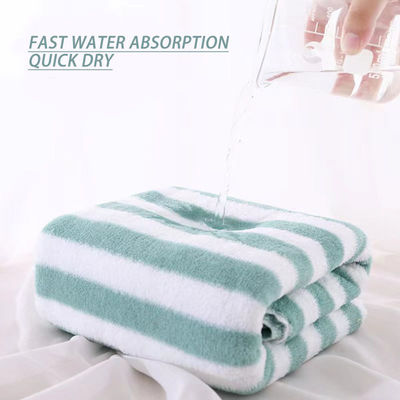 Two-piece Absorbent Coral Fleece Bath Towel Set for in Pink Blue Green Purple or Brown