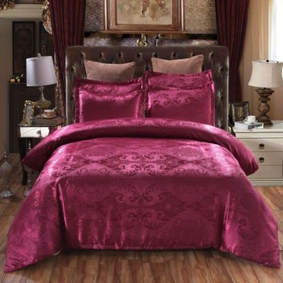 European Style Embroidery Satin Bedding Set 3 Piece Duvet Cover Bed Sheet Pillow Case