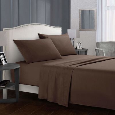 100% Polyester Brushed Pongee Microfiber Bed Sheet Set for Hotel All-Season Bedding