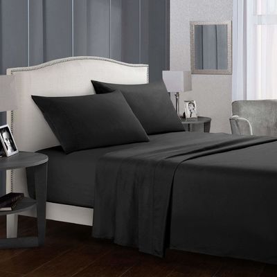100% Polyester Brushed Pongee Microfiber Bed Sheet Set for Hotel All-Season Bedding