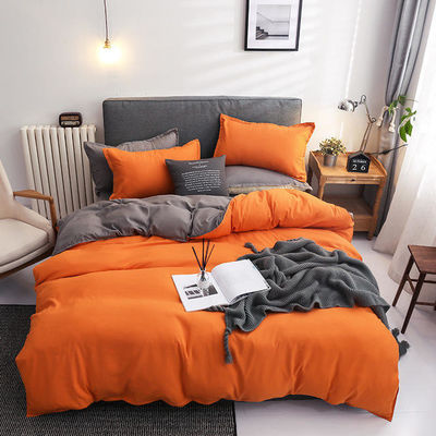 King Size Luxury Bedding in Solid Color Linen and Microfiber Comforter European Style
