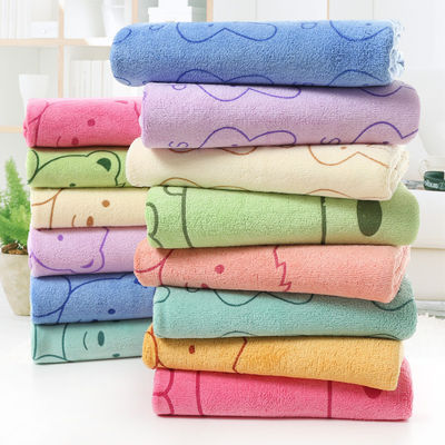 Square Kids Bath Towel Set 3 Pcs Towels with Cartoon Rabbit Print and Polyester Fiber