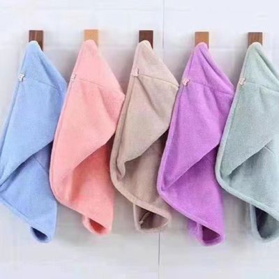 All Ages Bath Coral Fleece Dry Hair Hat with Polyester Fiber Absorbent Towel