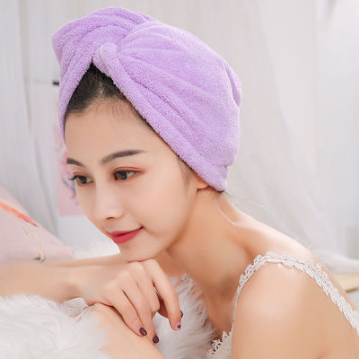 All Ages Bath Coral Fleece Dry Hair Hat with Polyester Fiber Absorbent Towel