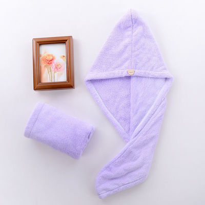 All Ages Bath Coral Fleece Dry Hair Hat with Polyester Fiber Absorbent Towel