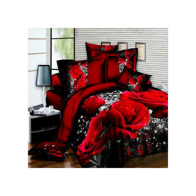 Home Customized Color Microfiber Quilt Cover Bed Sheet Bedding Set with Digital Print