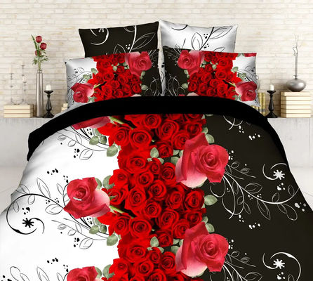 Home Customized Color Microfiber Quilt Cover Bed Sheet Bedding Set with Digital Print