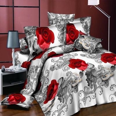 Home Customized Color Microfiber Quilt Cover Bed Sheet Bedding Set with Digital Print