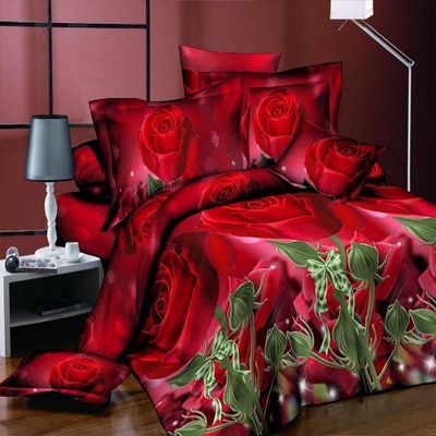 Home Customized Color Microfiber Quilt Cover Bed Sheet Bedding Set with Digital Print