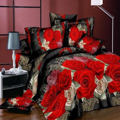 Home Customized Color Microfiber Quilt Cover Bed Sheet Bedding Set with Digital Print