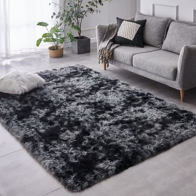 Custom Area Rugs for Living Room Home Decorative Fluffy Floor Carpet Mat Tie Dyed Light Grey Rug