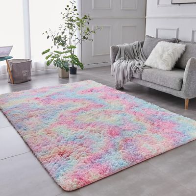 Custom Area Rugs for Living Room Home Decorative Fluffy Floor Carpet Mat Tie Dyed Light Grey Rug
