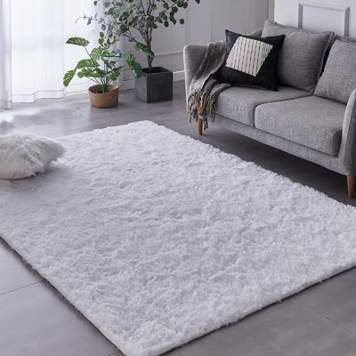 Custom Area Rugs for Living Room Home Decorative Fluffy Floor Carpet Mat Tie Dyed Light Grey Rug