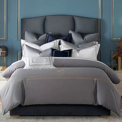 Custom Cotton Hotel Bedding Set with Percale European Style and Luxury Embroidery Logo