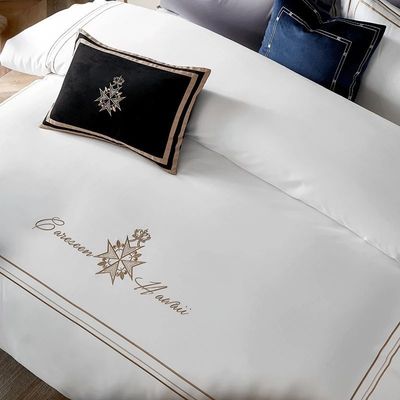 Custom Cotton Hotel Bedding Set with Percale European Style and Luxury Embroidery Logo
