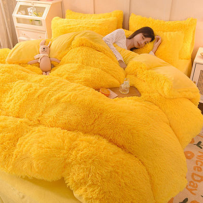 128x68 Fabric Density Mink Fur Velvet Fluffy Plush Bedding Set 4 Pieces Rainbow Color