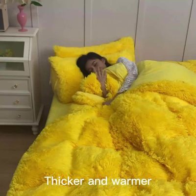 128x68 Fabric Density Mink Fur Velvet Fluffy Plush Bedding Set 4 Pieces Rainbow Color