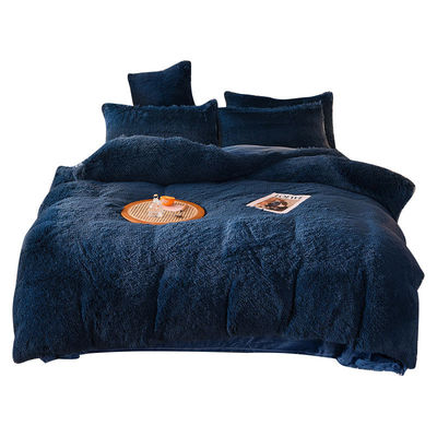 128x68 Fabric Density Mink Fur Velvet Fluffy Plush Bedding Set 4 Pieces Rainbow Color