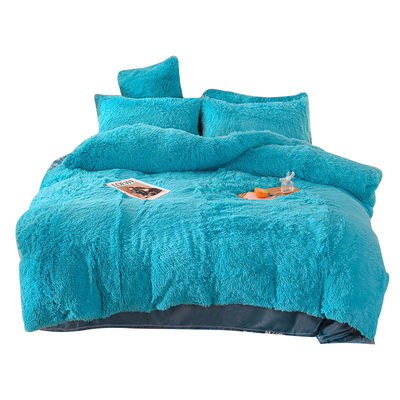 128x68 Fabric Density Mink Fur Velvet Fluffy Plush Bedding Set 4 Pieces Rainbow Color