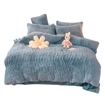 128x68 Fabric Density Mink Fur Velvet Fluffy Plush Bedding Set 4 Pieces Rainbow Color