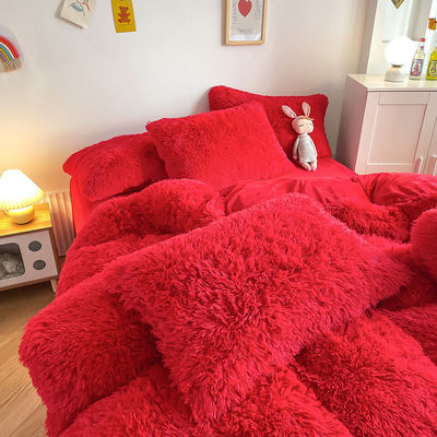 Plain Dyed Modern Solid Color Mink Velvet Four-piece Set Winter Plush Warm Bedding Set