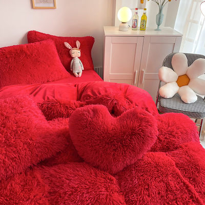 Plain Dyed Modern Solid Color Mink Velvet Four-piece Set Winter Plush Warm Bedding Set