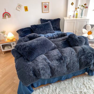 Plain Dyed Modern Solid Color Mink Velvet Four-piece Set Winter Plush Warm Bedding Set