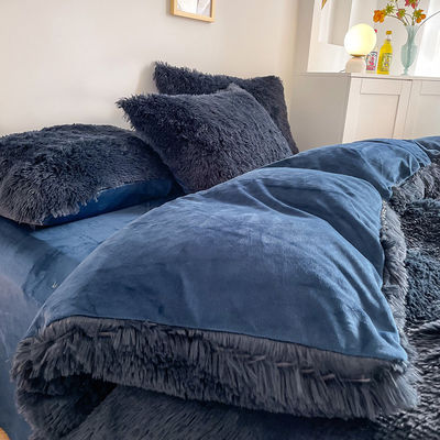 Plain Dyed Modern Solid Color Mink Velvet Four-piece Set Winter Plush Warm Bedding Set